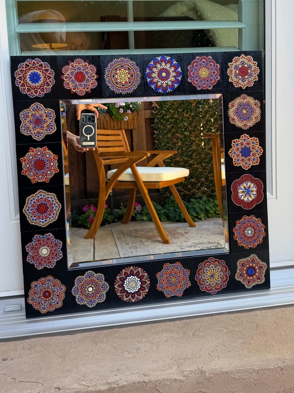 Hand Painted Mandala Wall Mirror OOAK Boho Home Decor